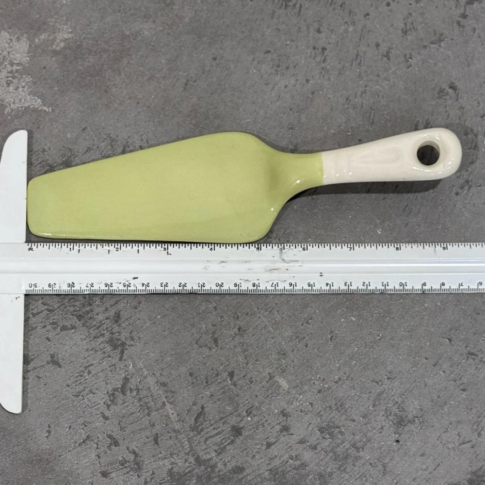 Vintage Green and Cream Ceramic Cake Knife / Pie Server MCM